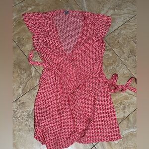 Red Floral Wrap Dress